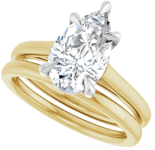 Sužadėtuvių Žiedas „Claw-Pong“ 18k yellow/white gold Pear 11.5mm x 7mm (10)