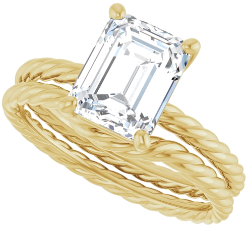 Sužadėtuvių Žiedas „Solitaire Rope“ 14k yellow gold Emerald 9mm x 7mm (10)