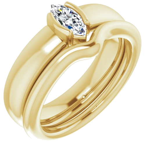 Sužadėtuvių Žiedas „Half-Bezel Solitaire“ 14k yellow gold Marquise 7mm x 3.5mm (6)
