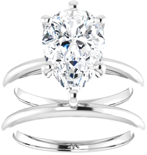 14K White  12x8 mm Pear Solitaire Engagement Ring Mounting (8)