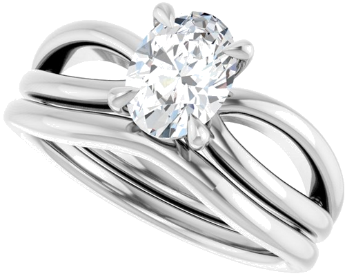 Sužadėtuvių Žiedas „Claw-Prong“ 14k white gold Oval 7.5mm x 5.5mm (10)
