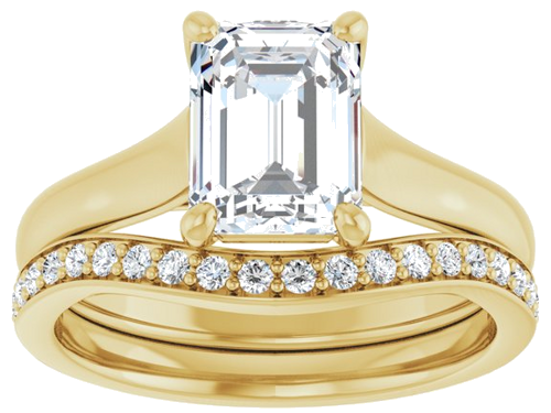 14K Yellow 8x6 mm Emerald Solitaire Engagement Ring Mounting (8)