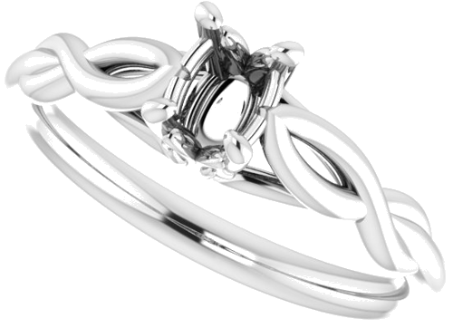 Sužadėtuvių Žiedas „Solitaire Sculptural“ 14k white gold Oval 6mm x 4mm (5)