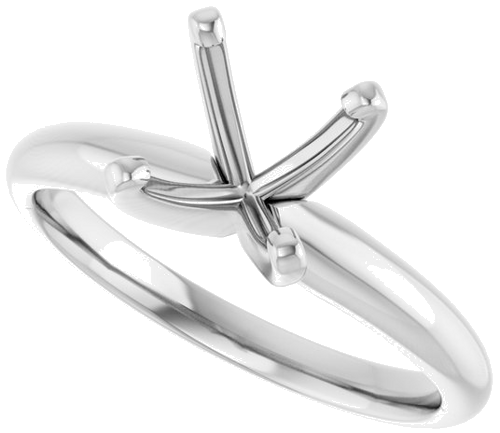 14K White 9.1-9.7 mm Round 4-Prong Solitaire Ring Mounting (5)