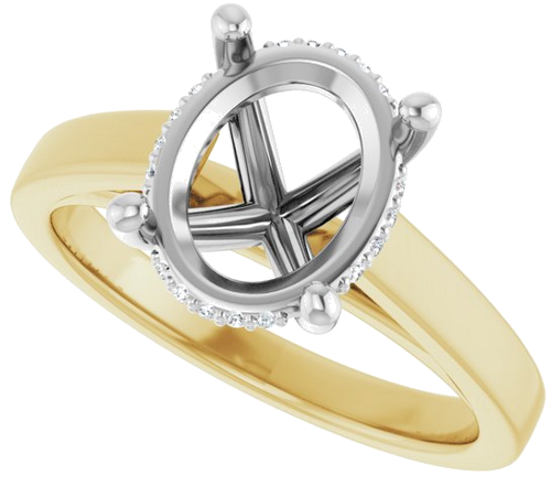 Sužadėtuvių Žiedas „Hidden Halo-Style“ 14k yellow/white gold Oval 10mm x 8mm (5)