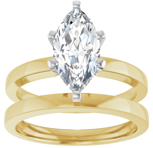 Sužadėtuvių Žiedas „Solitaire“ 14k yellow/white gold Marquise 12mm x 6mm (8)