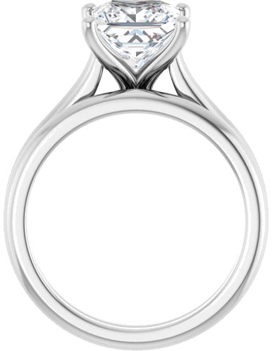 14K White 7 mm Square Solitaire Engagement Ring Mounting (7)