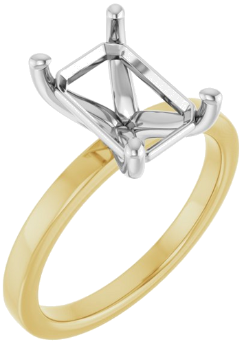 Sužadėtuvių Žiedas „Solitaire“ 14k yellow/white gold Emerald 10mm x 7mm (1)