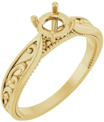 Sužadėtuvių Žiedas „Solitaire Vintage-Inspired“ 14k yellow gold Round 5.8mm (1)