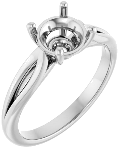 14K White 7.4 mm Round Engagement Ring Mounting (1)