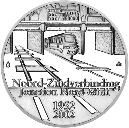 2002 Belgų geležinkelis 10 eurų Belgija sidabrinė moneta (2)