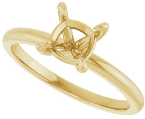 14K Yellow  6x6 mm Cushion Solitaire Engagement Ring Mounting (5)
