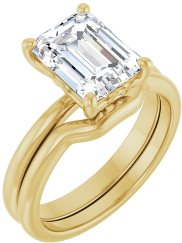 14K Yellow 9x7 mm Emerald Solitaire Engagement Ring Mounting (6)