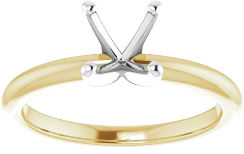 14K Yellow   White  6x6 mm Cushion Solitaire Engagement Ring Mounting (3)