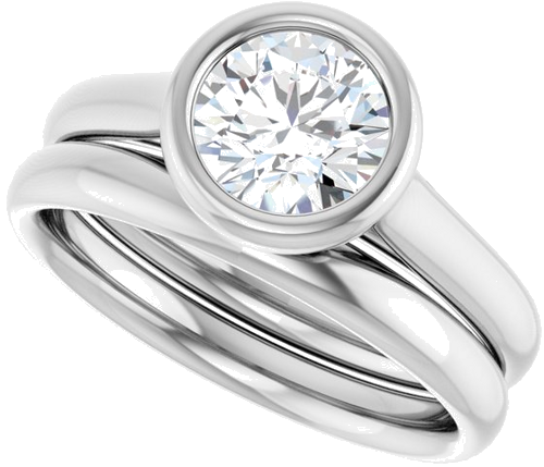 Sužadėtuvių Žiedas „Bezel-Set Solitaire“ 950 Platinos Round 6.5mm (10)