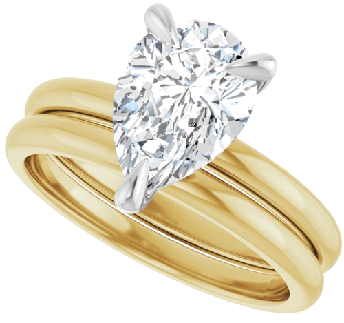Sužadėtuvių Žiedas „Solitaire“ 585 Baltojo Ir Geltonojo Aukso Pear Shape 10mm x 7mm (10)
