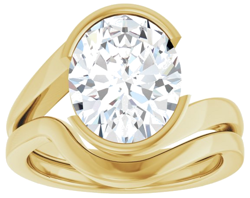 Sužadėtuvių Žiedas „Half-Bezel Solitaire“ 14k yellow gold Oval 11mm x 9mm (8)