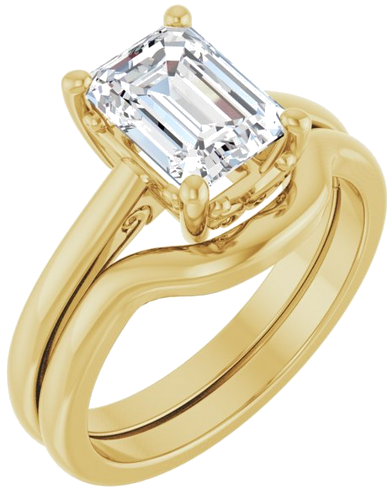 Sužadėtuvių Žiedas „Solitaire Vintage-Inspired Scroll“ 14k yellow gold Emerald 8mm x 6mm (6)