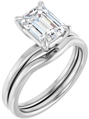 Sužadėtuvių Žiedas 14k white gold Emerald 8mm x 6mm (6)