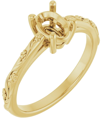 14K Yellow 7x5 mm Oval Solitaire Engagement Ring Mounting (1)