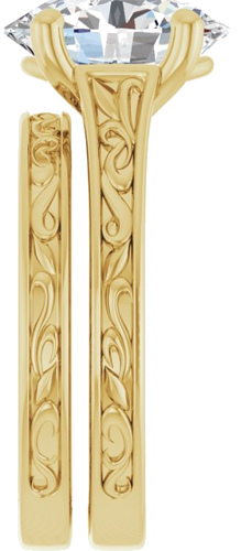 Sužadėtuvių Žiedas „Solitaire Scroll“ 14k yellow gold Oval 11mm x 9mm (9)