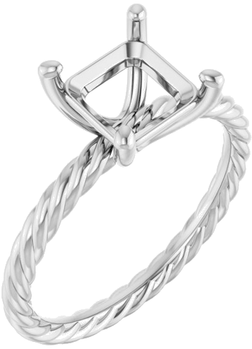 Sužadėtuvių Žiedas „Solitaire Rope“ 18k white gold Square 6.5mm (1)