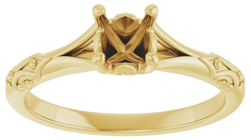 14K Yellow 5.2 mm Round Solitaire Engagement Ring Mounting (3)
