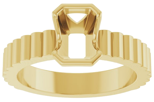 Sužadėtuvių Žiedas „Half-Bezel Solitaire“ 10k yellow gold Emerald 7mm x 5mm (3)
