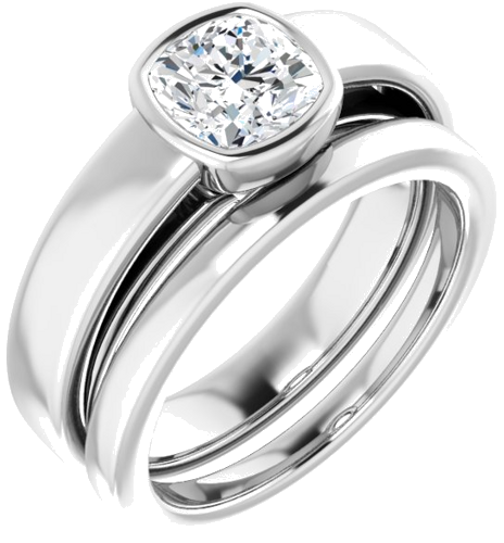 Sužadėtuvių Žiedas „Bezel-Set Solitaire“ 14k white gold Cushion 6mm (6)