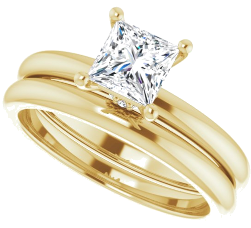Sužadėtuvių Žiedas „Accented“ 14k yellow gold Square 5mm (10)