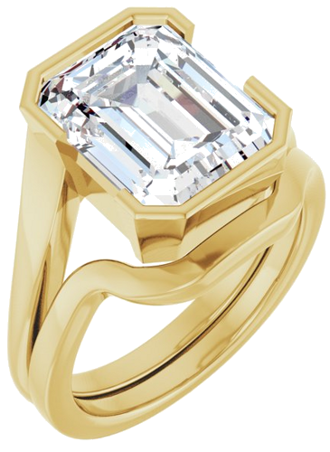 Sužadėtuvių Žiedas „Half-Bezel Solitaire“ 14k yellow gold Emerald 11mm x 9mm (6)