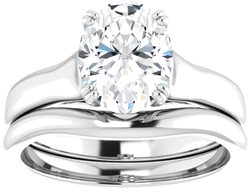 Sužadėtuvių Žiedas „Solitaire“ 14k white gold Oval 9mm x 7mm (8)