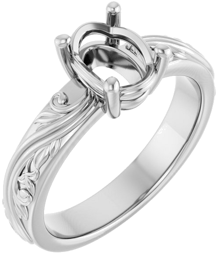 Sužadėtuvių Žiedas „Solitaire Sculptural“ 925 Sidabro Oval 8mm x 6mm (1)