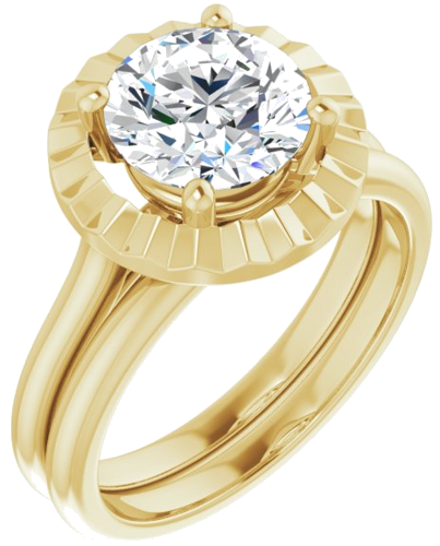 Sužadėtuvių Žiedas „Solitaire Geometric“ 14k yellow gold Round 8mm (6)