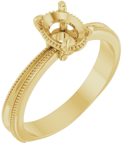 14K Yellow 8x6 mm Oval Engagement Ring Mounting (1)
