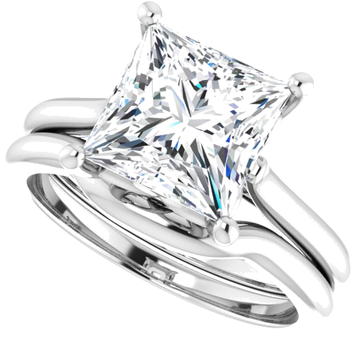 Sužadėtuvių Žiedas „Solitaire“ 585 Baltojo Aukso Square 8mm (10)