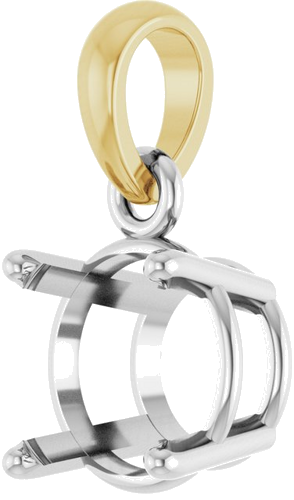 Pakabukas „Accented“ 14k white/yellow gold Round 6.5mm (2)