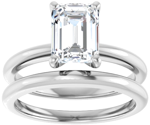 14K White  8x6 mm Emerald Solitaire Engagement Ring Mounting (8)