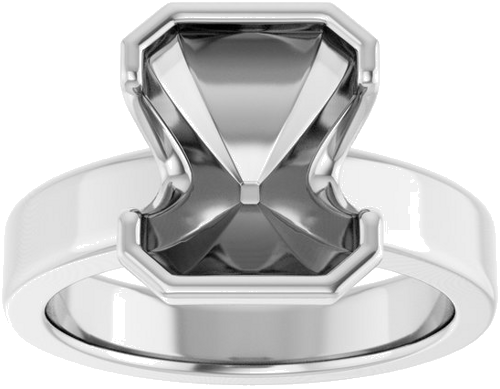 Sužadėtuvių Žiedas „Half-Bezel Solitaire“ 14k white gold Emerald 10mm x 8mm (3)