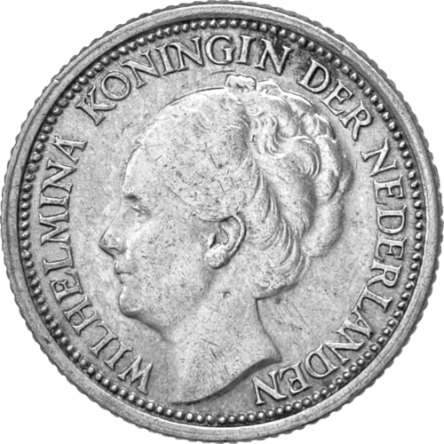 10 Cents Wilhelmina I (1926-1945) Netherlands silver coin (2)