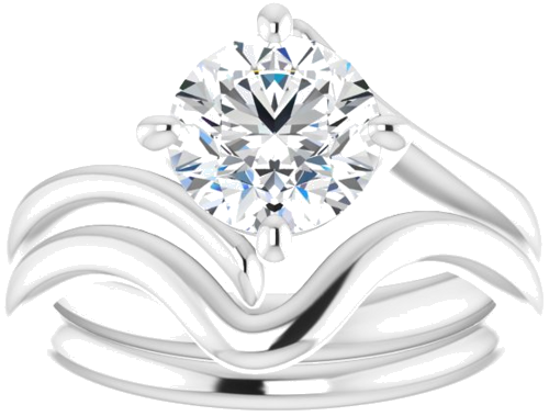 Sužadėtuvių Žiedas „Solitaire Bypass“ 14k white gold Round 7.4mm (8)