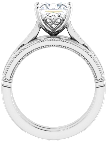 Sužadėtuvių Žiedas „Solitaire“ 14k white gold Square 6.5mm (7)