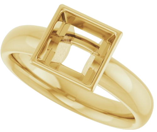 14K Yellow 6.5 mm Square Engagement Ring Mounting (5)