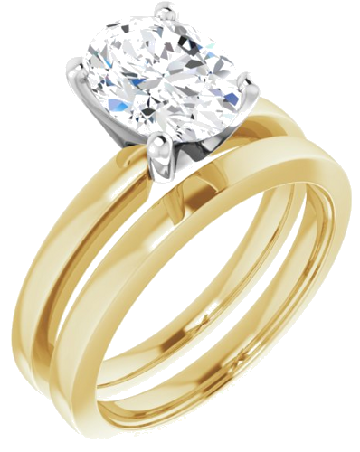 14K Yellow White 9x7 mm Oval Solitaire Engagement Ring Mounting (6)