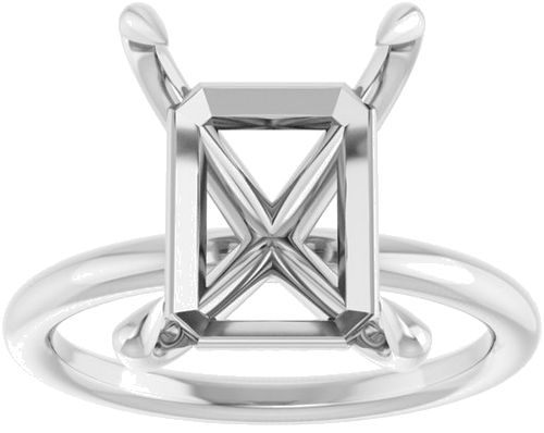 Sužadėtuvių Žiedas „Claw-Prong Solitaire“ 14k white gold Emerald 12mm x 10mm (3)