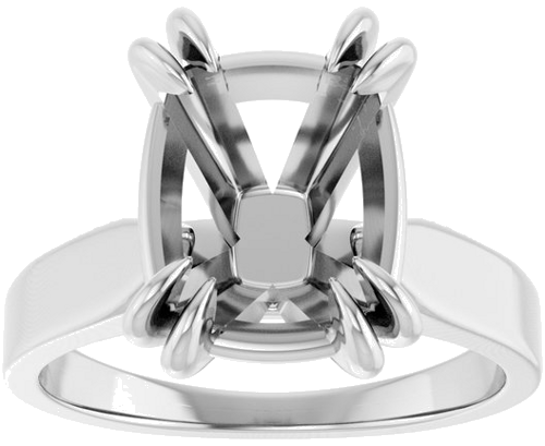 Sužadėtuvių Žiedas „Double Claw-Prong Solitaire“ 14k white gold Elongated Cushion 11mm x 9mm (3)