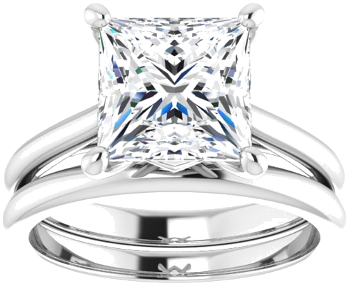 Sužadėtuvių Žiedas „Solitaire“ 14k white gold Square 8mm (8)