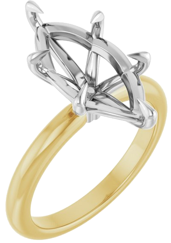 Sužadėtuvių Žiedas „Solitaire“ 14k yellow/white gold Marquise 16mm x 8mm (1)
