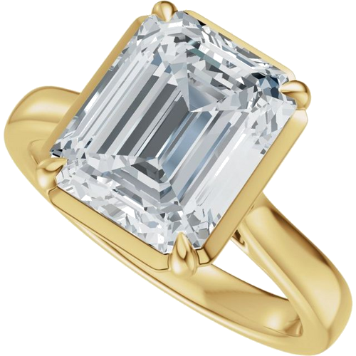 Sužadėtuvių Žiedas „Claw-Prong Solitaire Bezel-Style“ 14k yellow gold Emerald 9mm x 7mm (5)