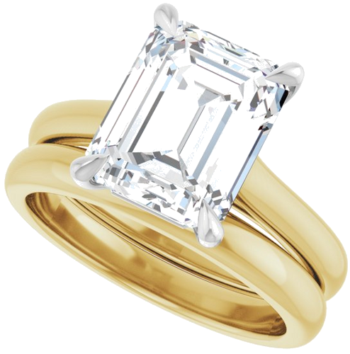 Sužadėtuvių Žiedas „Claw-Prong“ 14k yellow/white gold Emerald 10mm x 8mm (10)